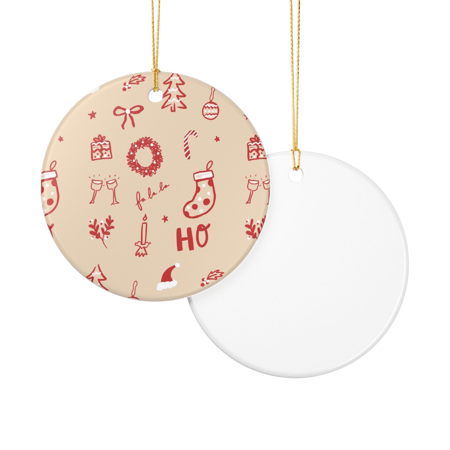 Holiday Ceramic Ornament - Festive Decor with Ho Ho Ho Design