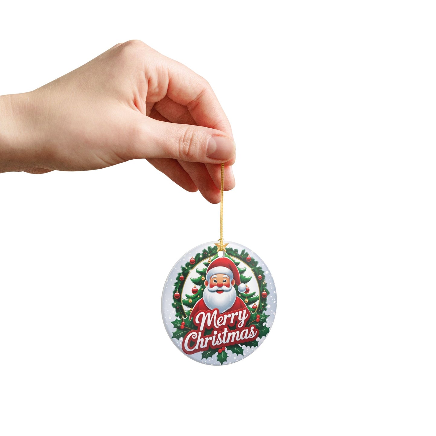 Christmas Ceramic Ornament with Merry Christmas Design