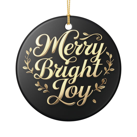 Merry Bright Joy Ceramic Ornament for Holiday Decor