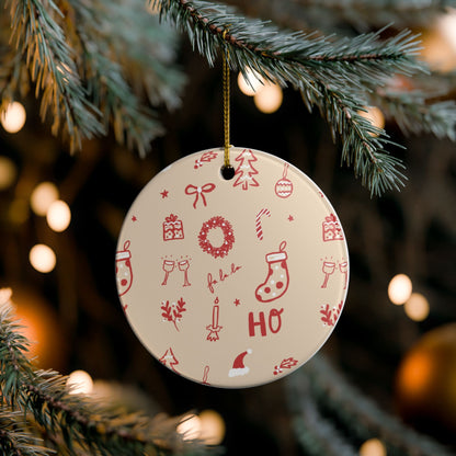 Holiday Ceramic Ornament - Festive Decor with Ho Ho Ho Design