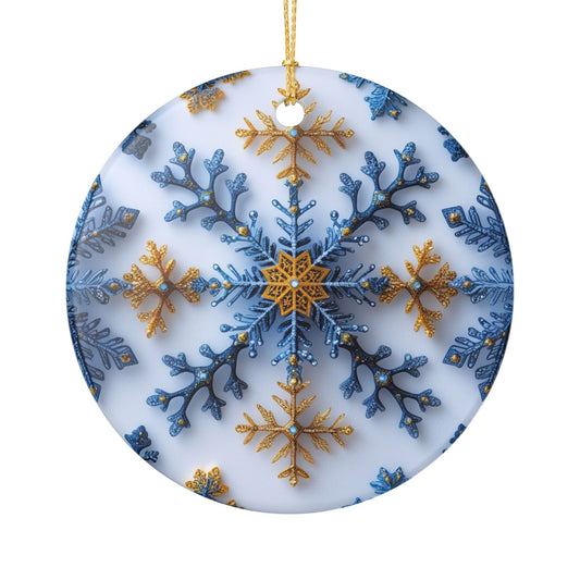 Winter Wonderland Ceramic Ornament - Snowflake Decoration for Holiday Decor