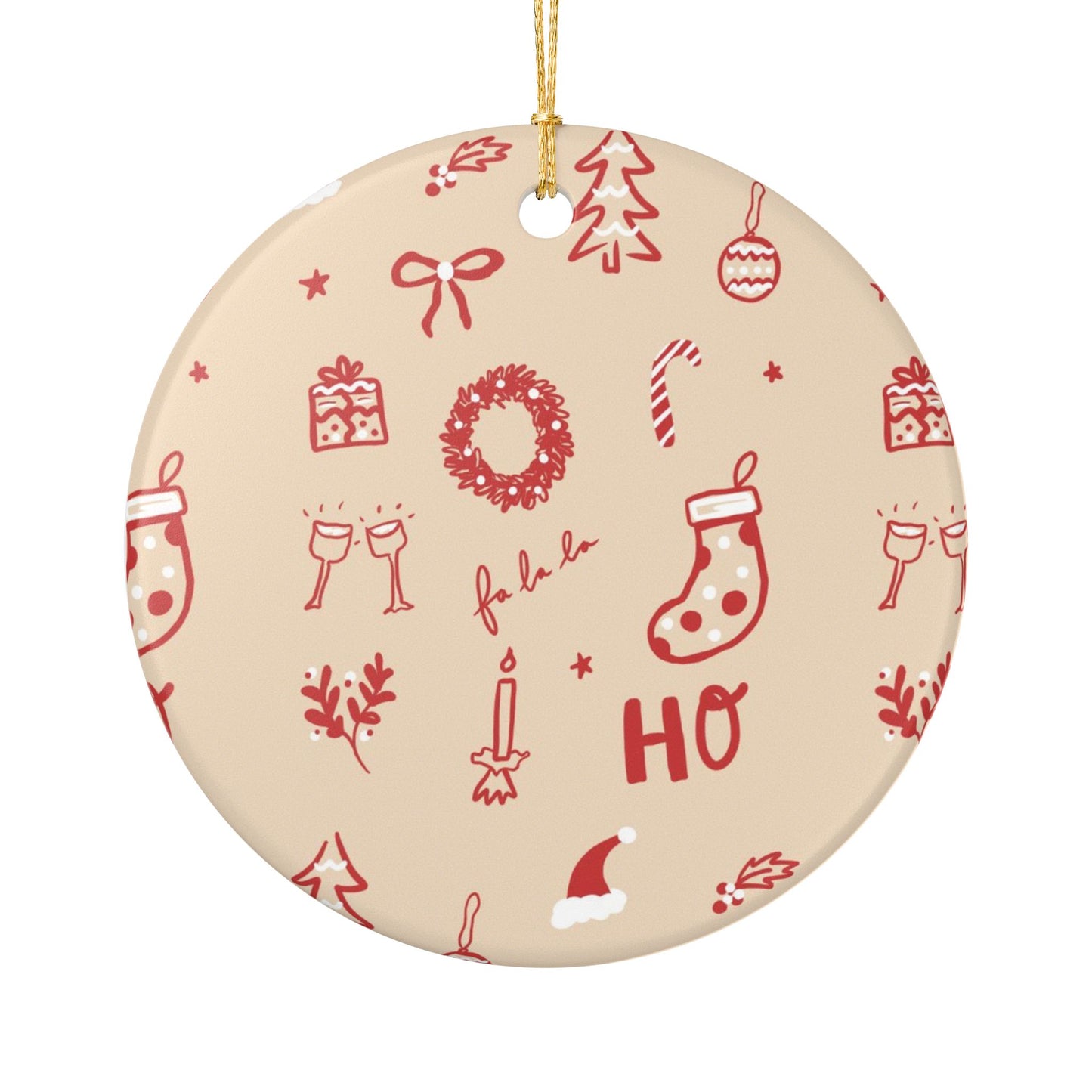 Holiday Ceramic Ornament - Festive Decor with Ho Ho Ho Design