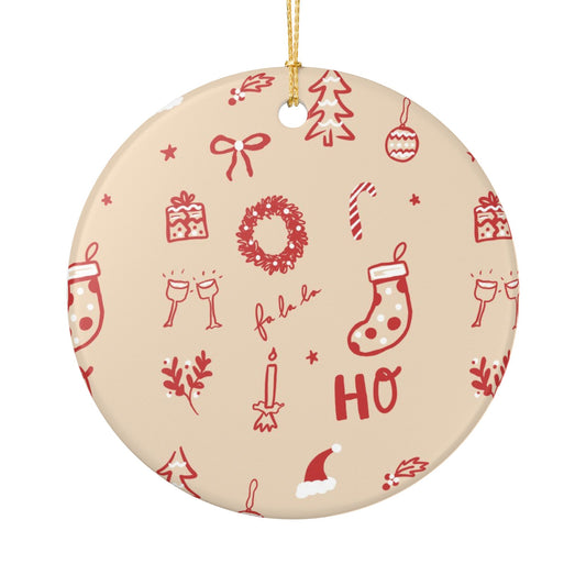 Holiday Ceramic Ornament - Festive Decor with Ho Ho Ho Design