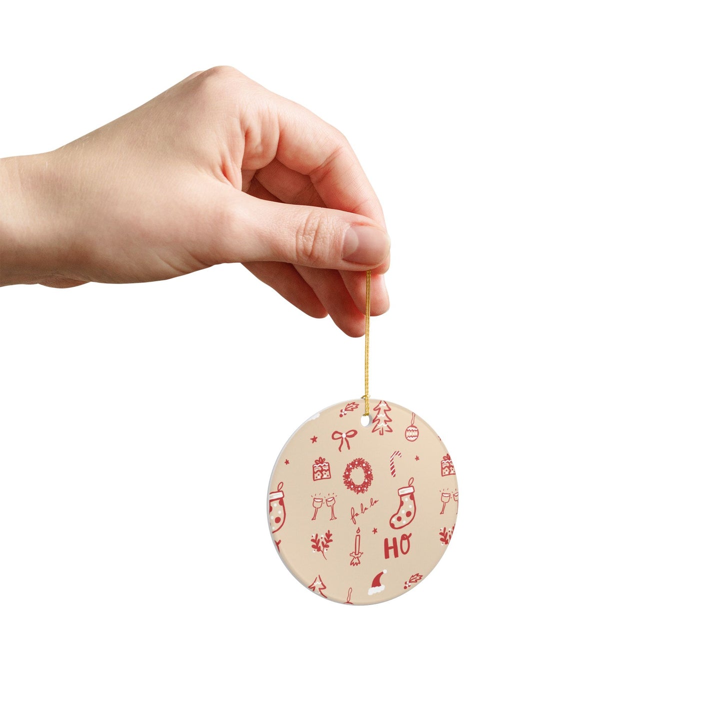 Holiday Ceramic Ornament - Festive Decor with Ho Ho Ho Design